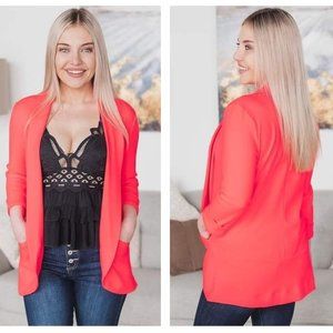 NEW Silver Icing Neon Coral Weekday Pocket Blazer